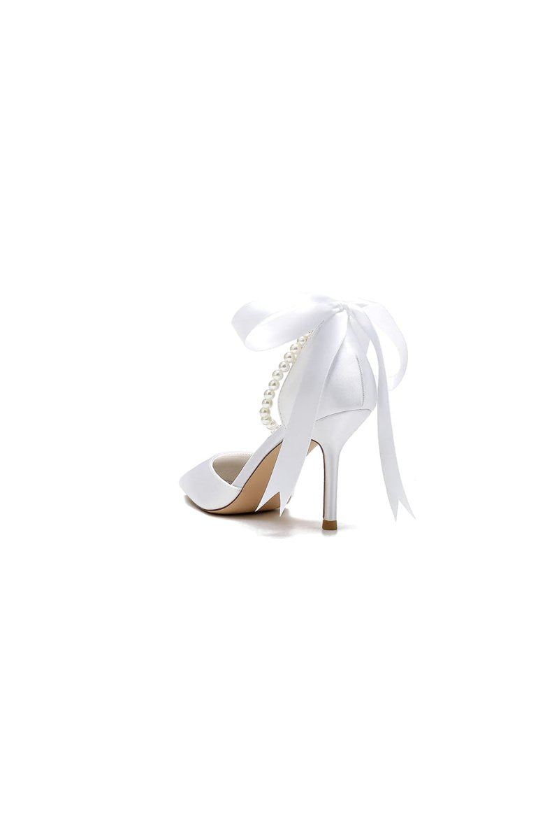 Pointed Toe Party Shoes with Ribbon Tie - KissProm