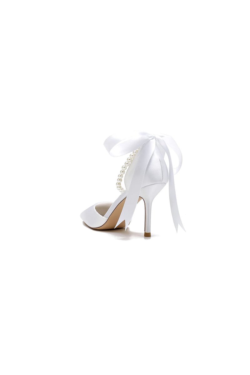 Pointed Toe Party Shoes with Ribbon Tie - KissProm