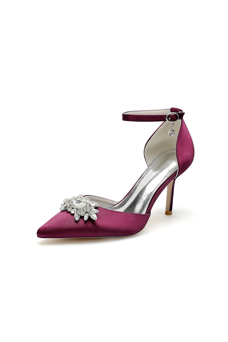 White Pointed Toe with Rhinestone Flower - KissProm