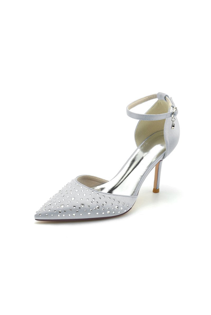 Pointed Toe High Heels with Ankle Strap - KissProm