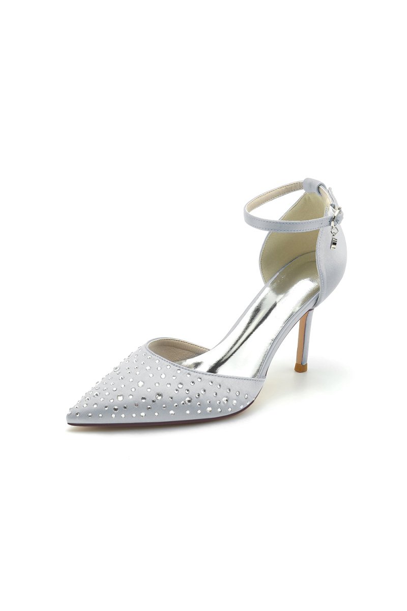 Pointed Toe High Heels with Ankle Strap - KissProm