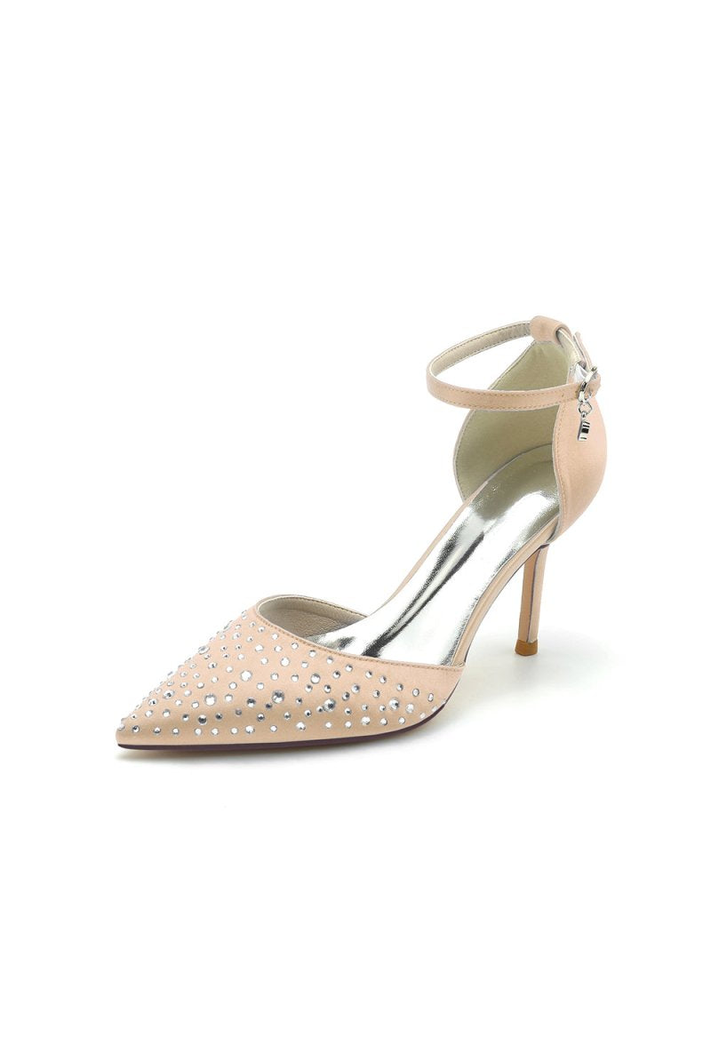 Pointed Toe High Heels with Ankle Strap - KissProm