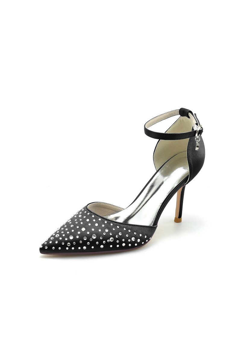 Pointed Toe High Heels with Ankle Strap - KissProm