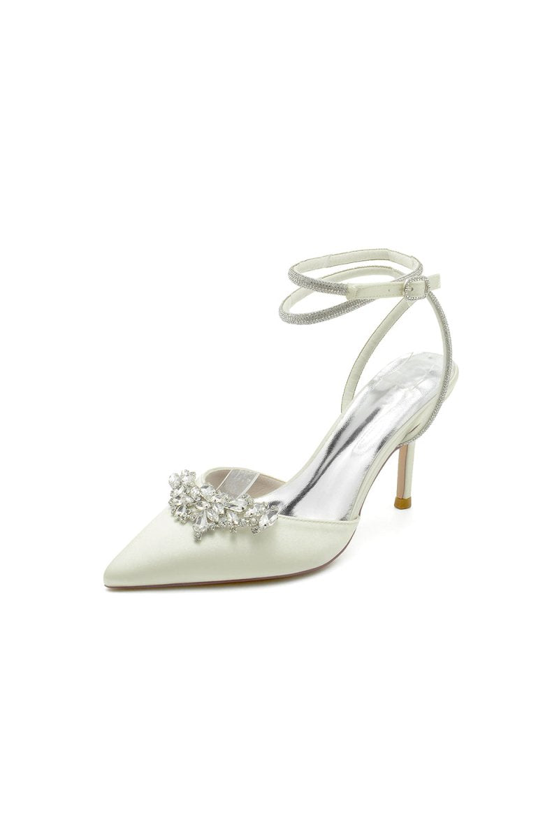 Rhinestone Pointed Toe Stiletto Heels - KissProm