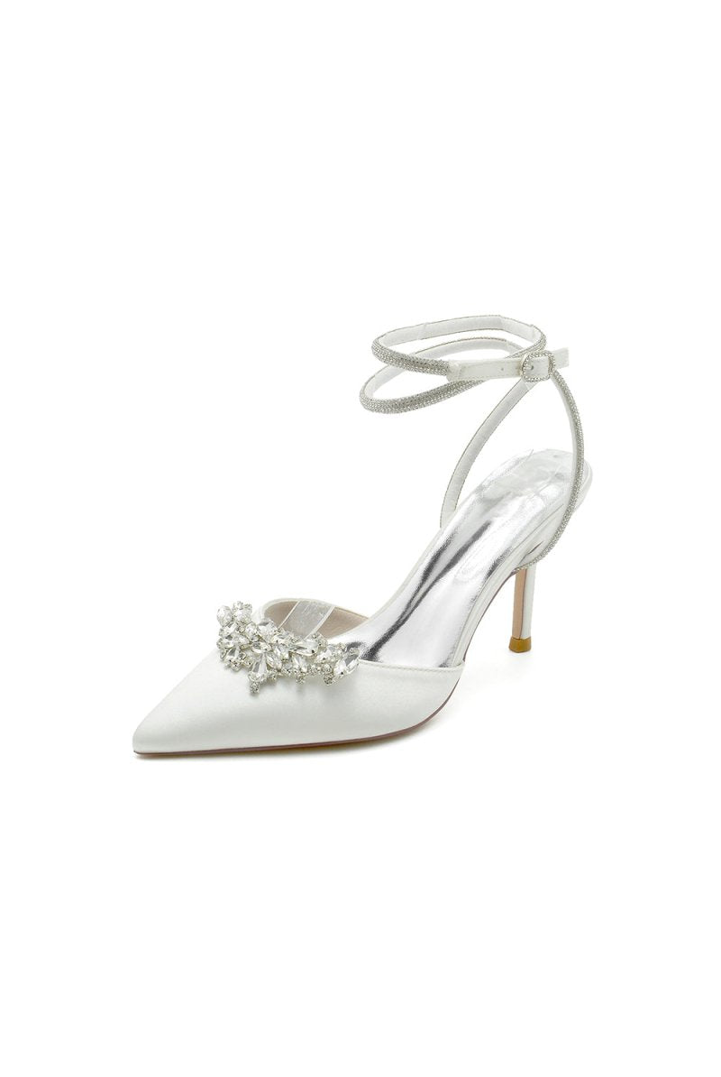 Rhinestone Pointed Toe Stiletto Heels - KissProm