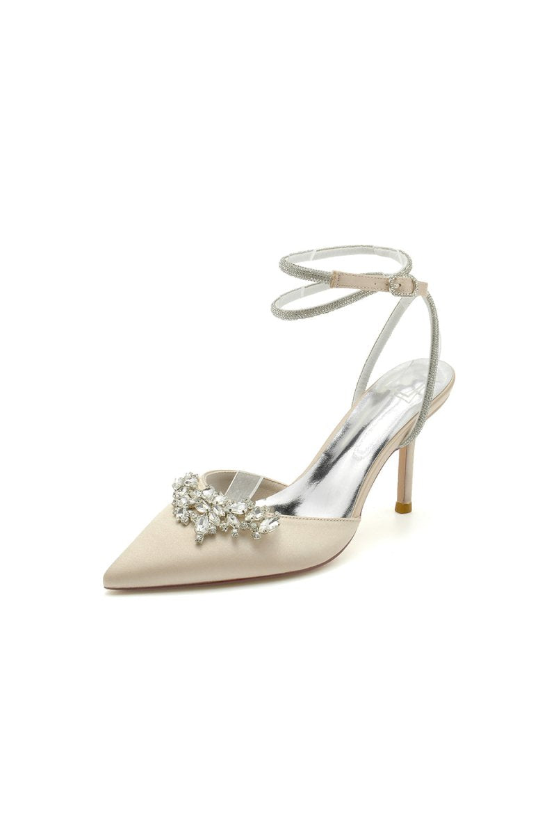 Rhinestone Pointed Toe Stiletto Heels - KissProm
