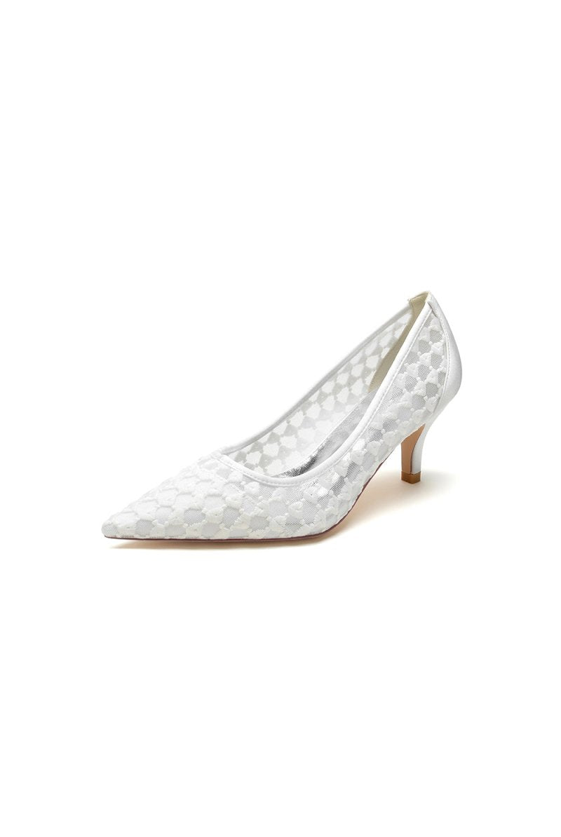 Lace Pointed Toe Wedding Stiletto Heels - KissProm