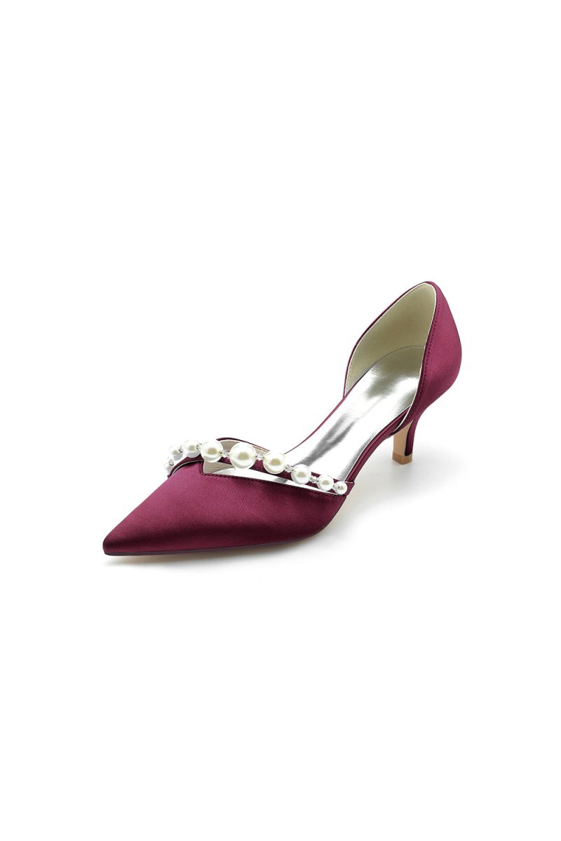 Pearl Pointed Toe Stiletto Heels - KissProm