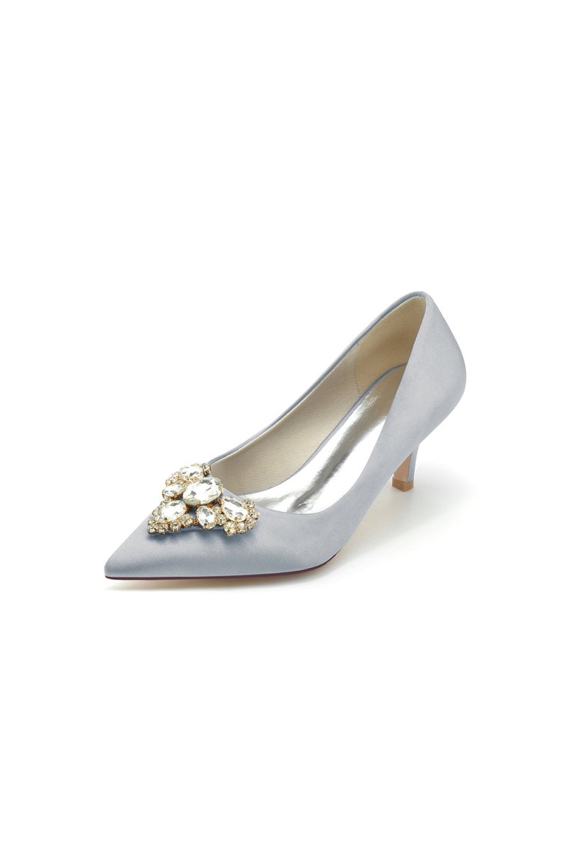 Pointed Toe Stiletto Heels with Rhinestone - KissProm