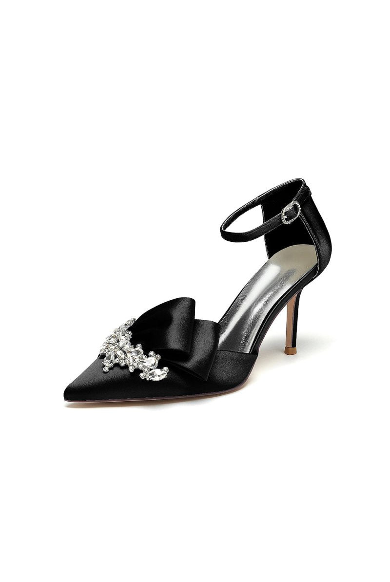 Pointed Toe With Rhinestone Stiletto Heels - KissProm