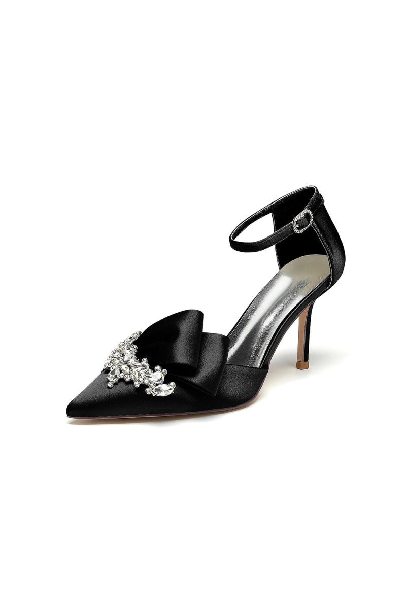 Pointed Toe With Rhinestone Stiletto Heels - KissProm