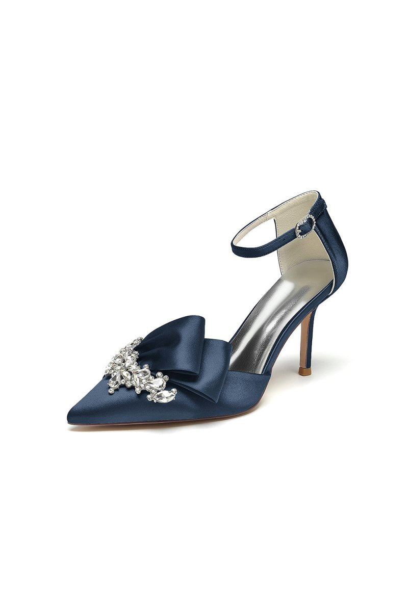Pointed Toe With Rhinestone Stiletto Heels - KissProm