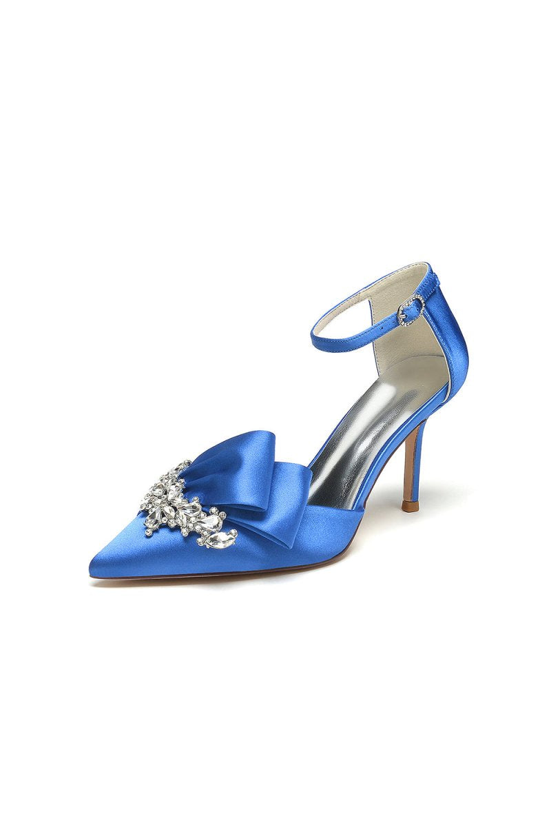 Pointed Toe With Rhinestone Stiletto Heels - KissProm