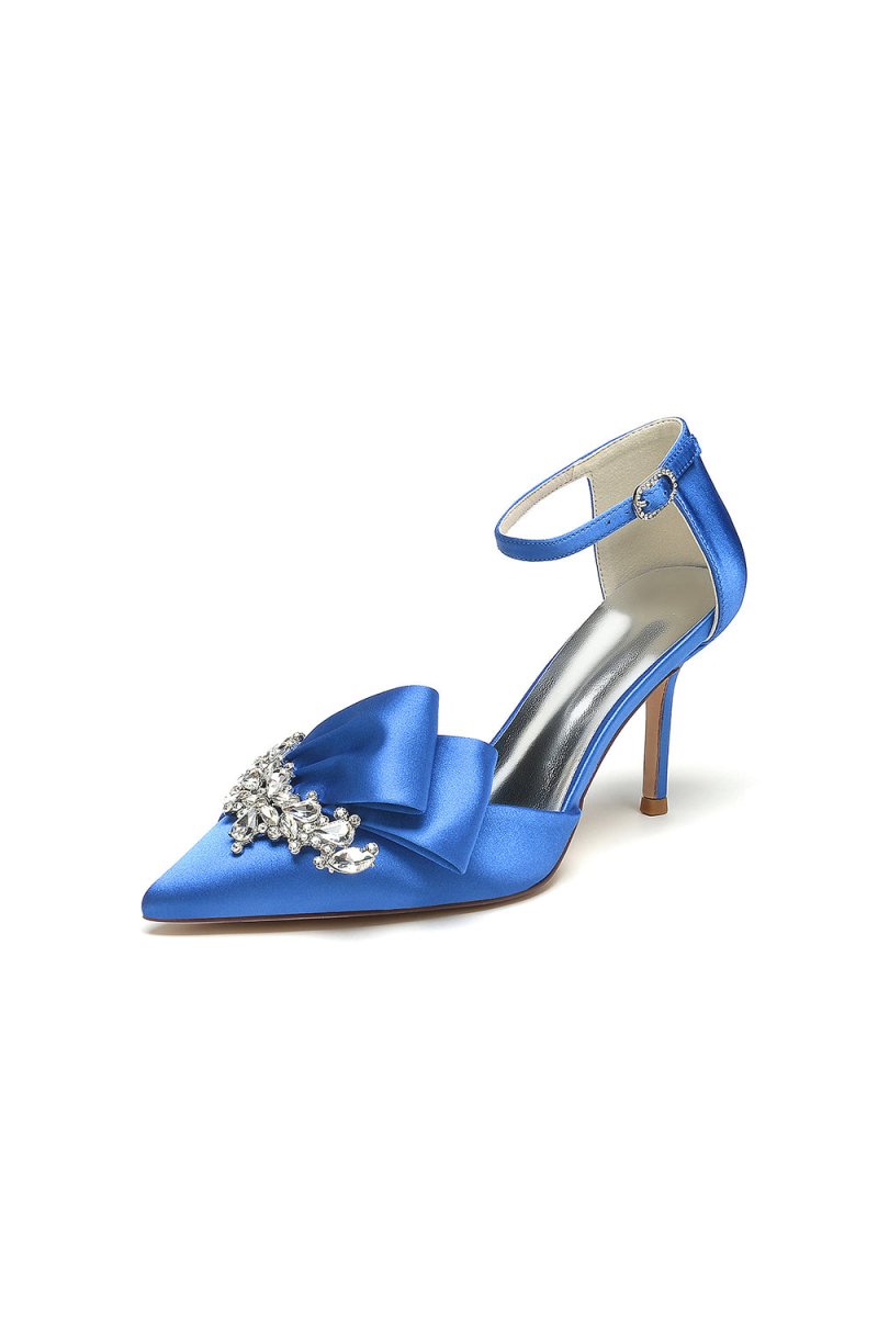 Pointed Toe With Rhinestone Stiletto Heels - KissProm