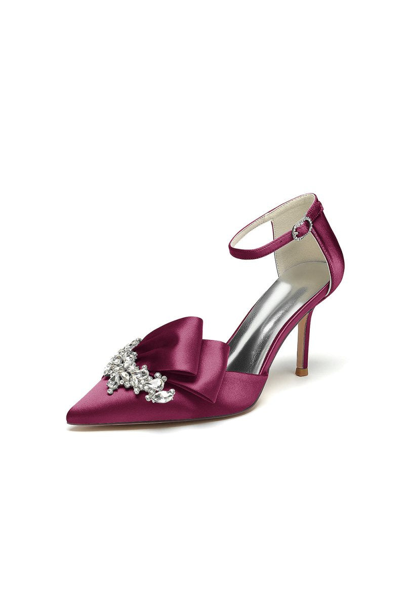 Pointed Toe With Rhinestone Stiletto Heels - KissProm