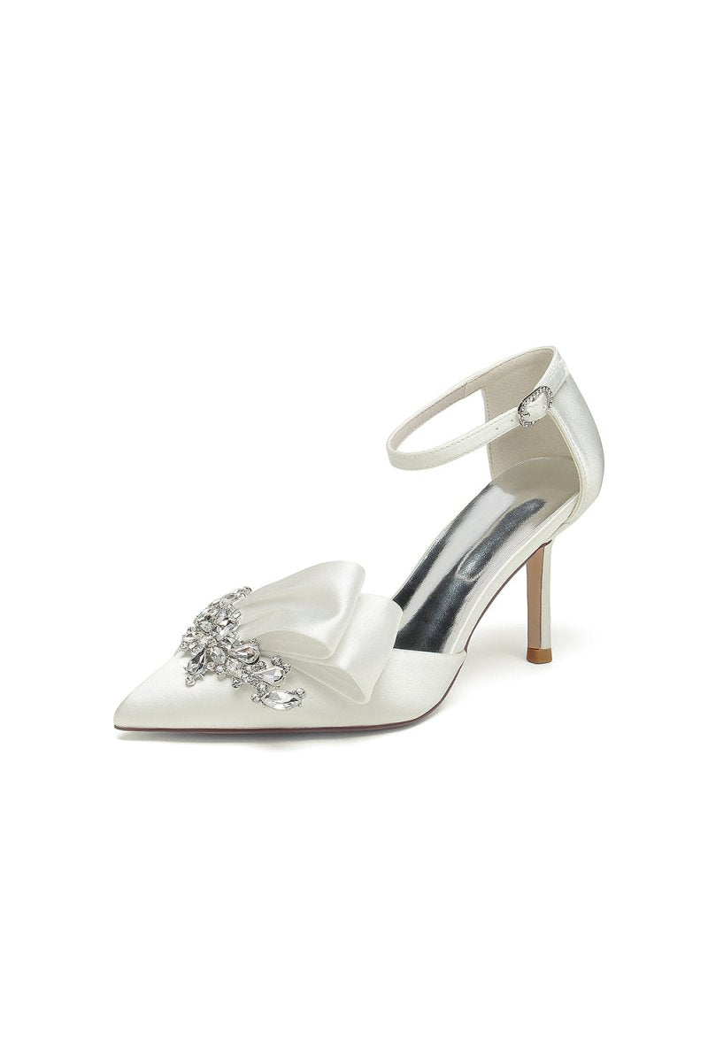 Pointed Toe With Rhinestone Stiletto Heels - KissProm