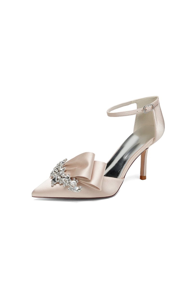 Pointed Toe With Rhinestone Stiletto Heels - KissProm