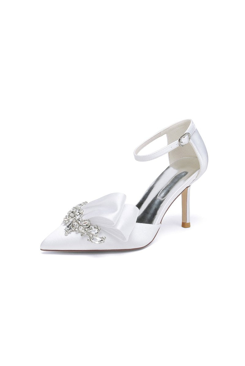 Pointed Toe With Rhinestone Stiletto Heels - KissProm