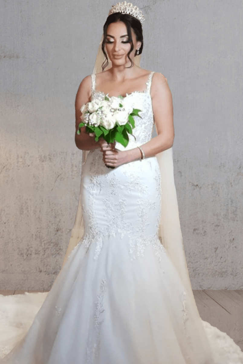 Mermaid Long Mermaid Lace Wedding Dresses Tulle Straps with Appliques