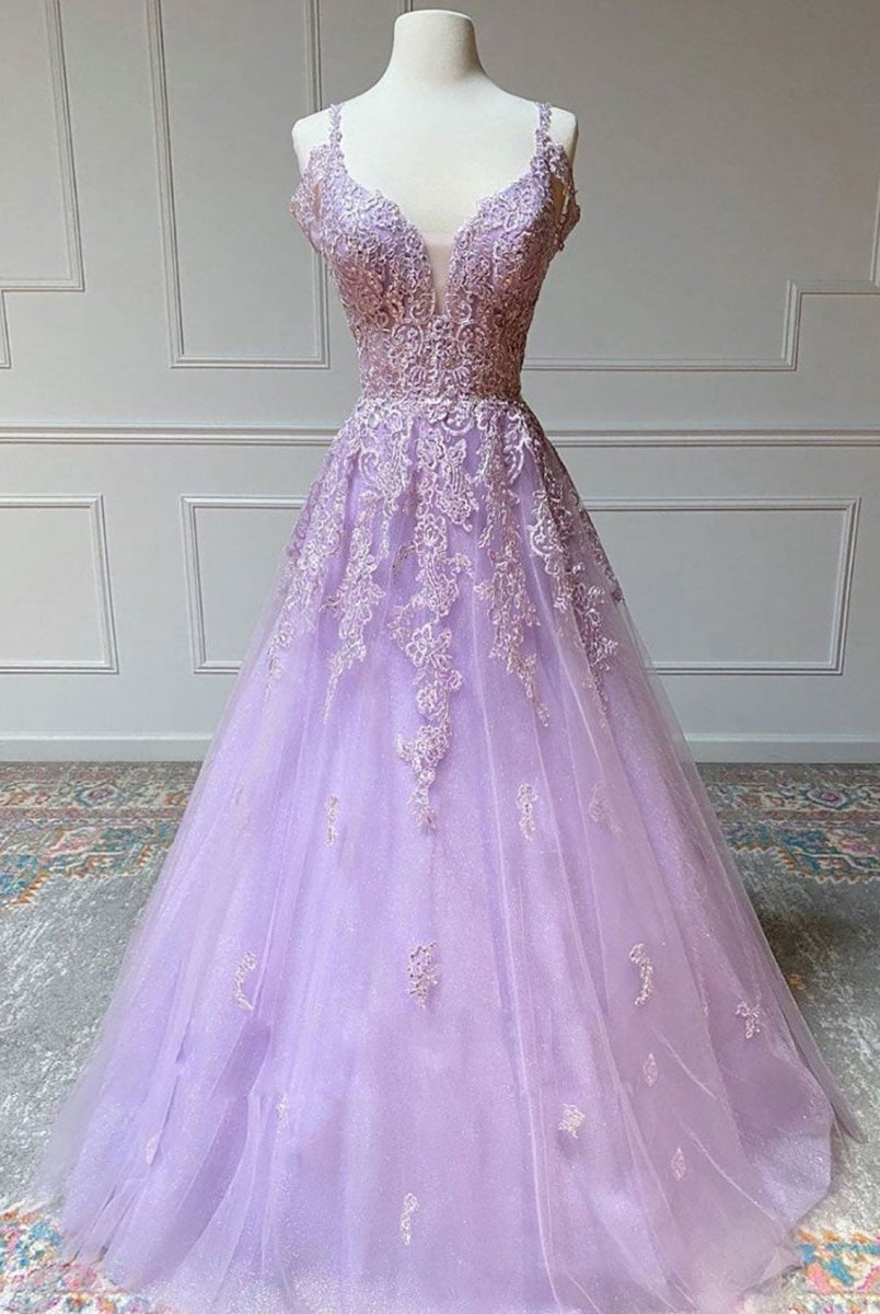 Aliana | Princess Spaghetti Straps Floor-Length Tulle Prom Dress With Beading Appliqued