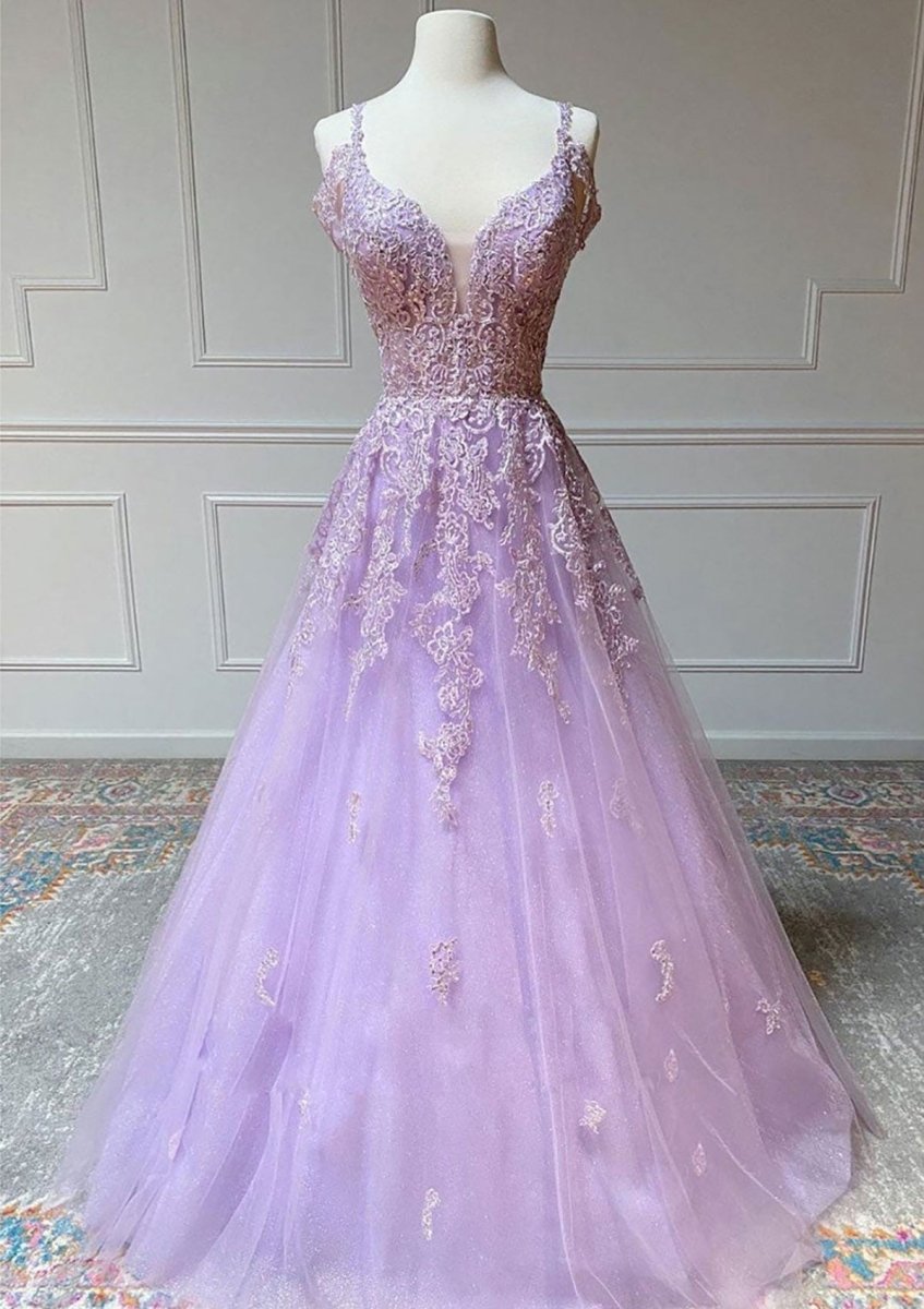 Aliana | Princess Spaghetti Straps Floor-Length Tulle Prom Dress With Beading Appliqued