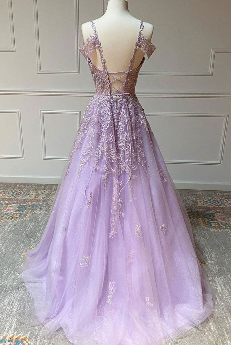 Aliana | Princess Spaghetti Straps Floor-Length Tulle Prom Dress With Beading Appliqued