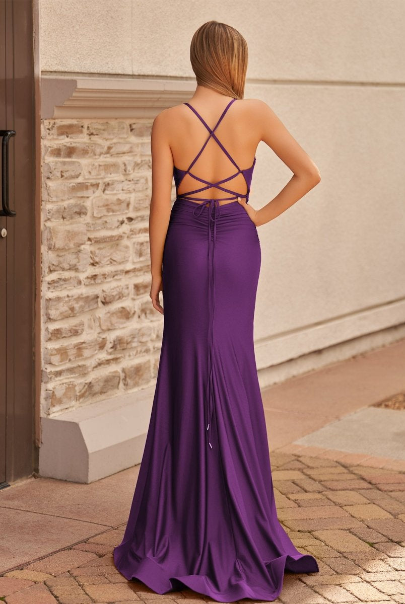 Elisabeth | Mermaid Spaghetti Straps Jersey Prom Dress with Slit