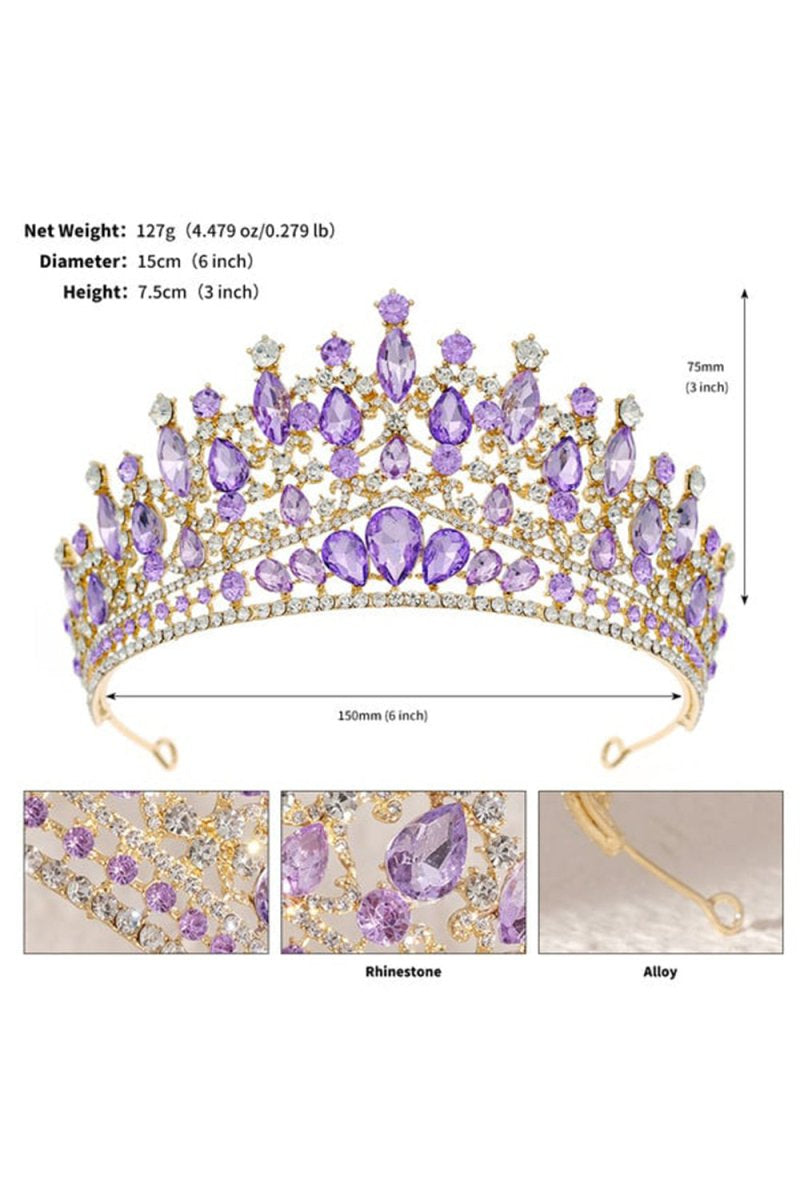 Purple Princess Rhinestone Crowns for Women - KissProm
