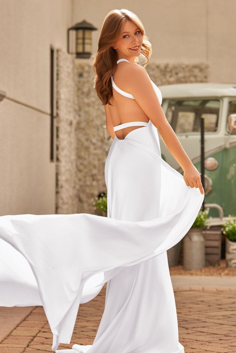 Quaylee | Yellow Mermaid V-Neck Satin Prom Dresses With Tail Evening Dress