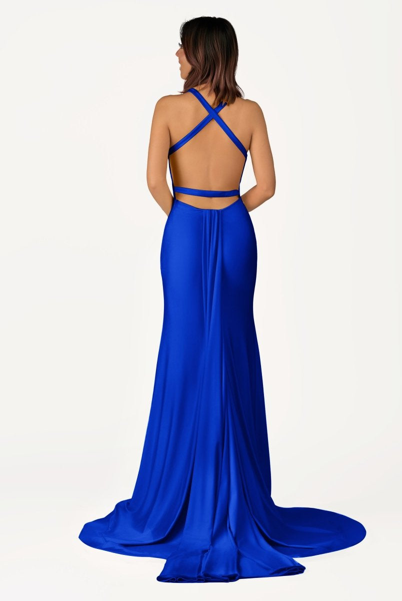 Quaylee | Yellow Mermaid V-Neck Satin Prom Dresses With Tail Evening Dress