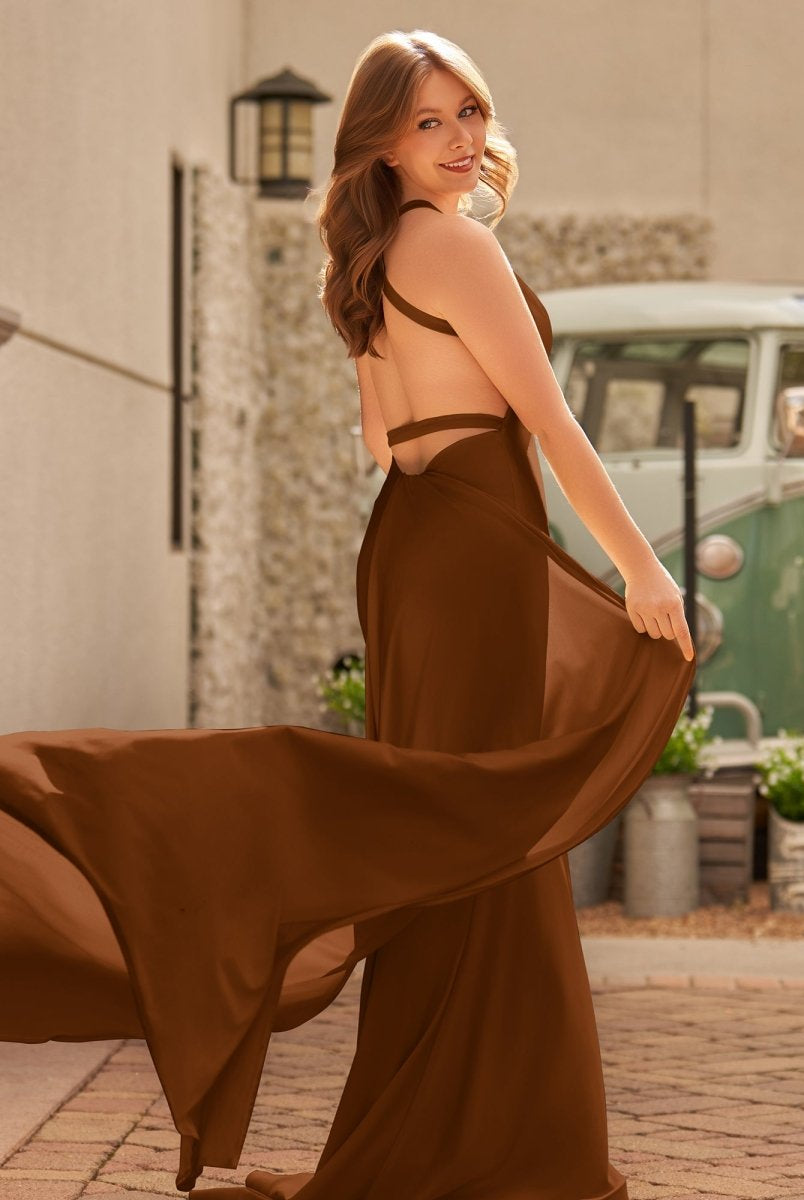 Quaylee | Yellow Mermaid V-Neck Satin Prom Dresses With Tail Evening Dress