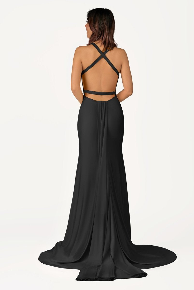 Quaylee | Yellow Mermaid V-Neck Satin Prom Dresses With Tail Evening Dress