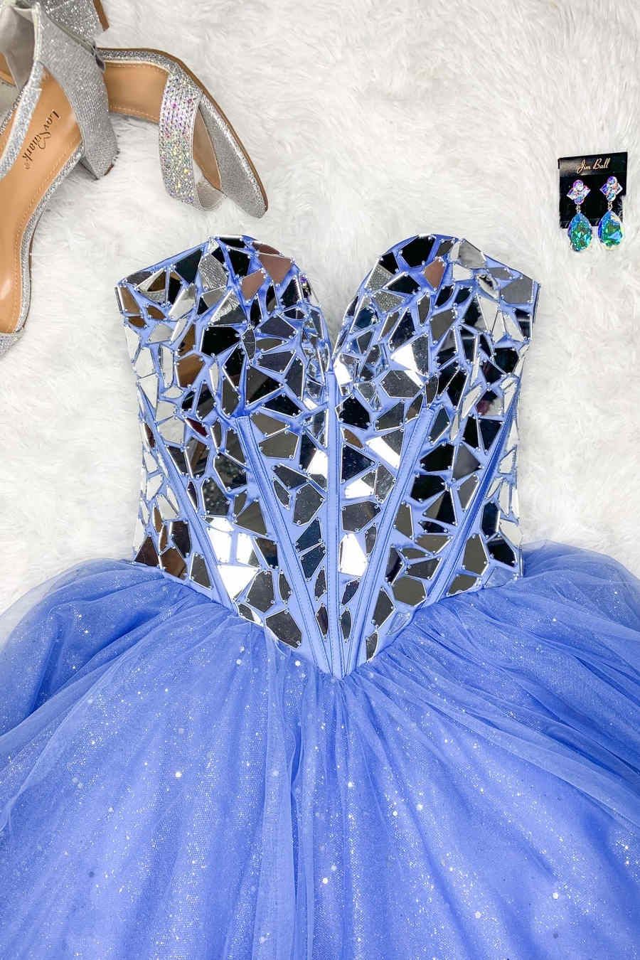 Glitter Tulle Sweetheart Black Long Quinceanera Dresses - KissProm