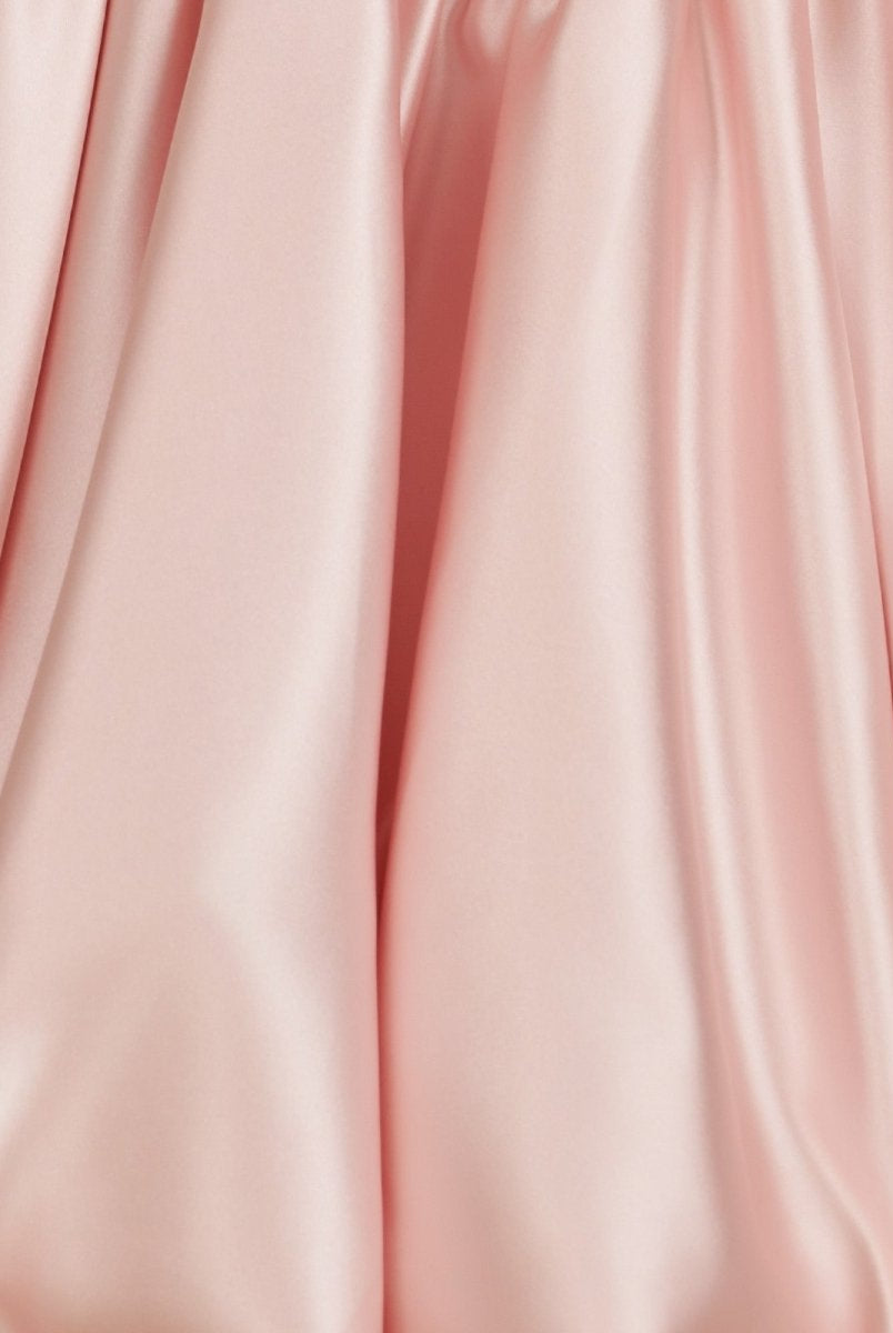 Raelee | Pink - Strapless A Line Satin Short Homecoming Dress With Bow