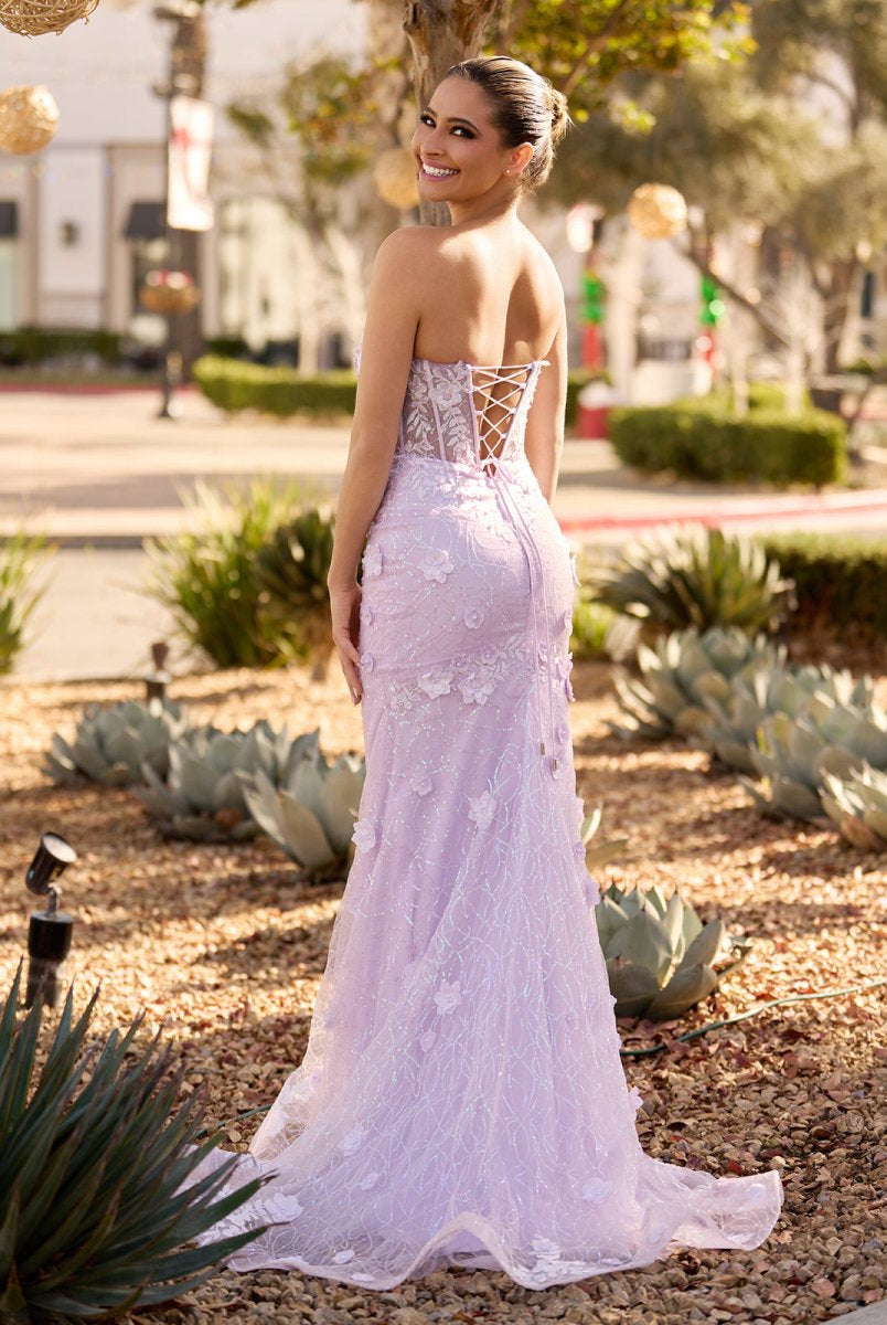 Raina | Mermaid Strapless Sequined Lace Prom Dress