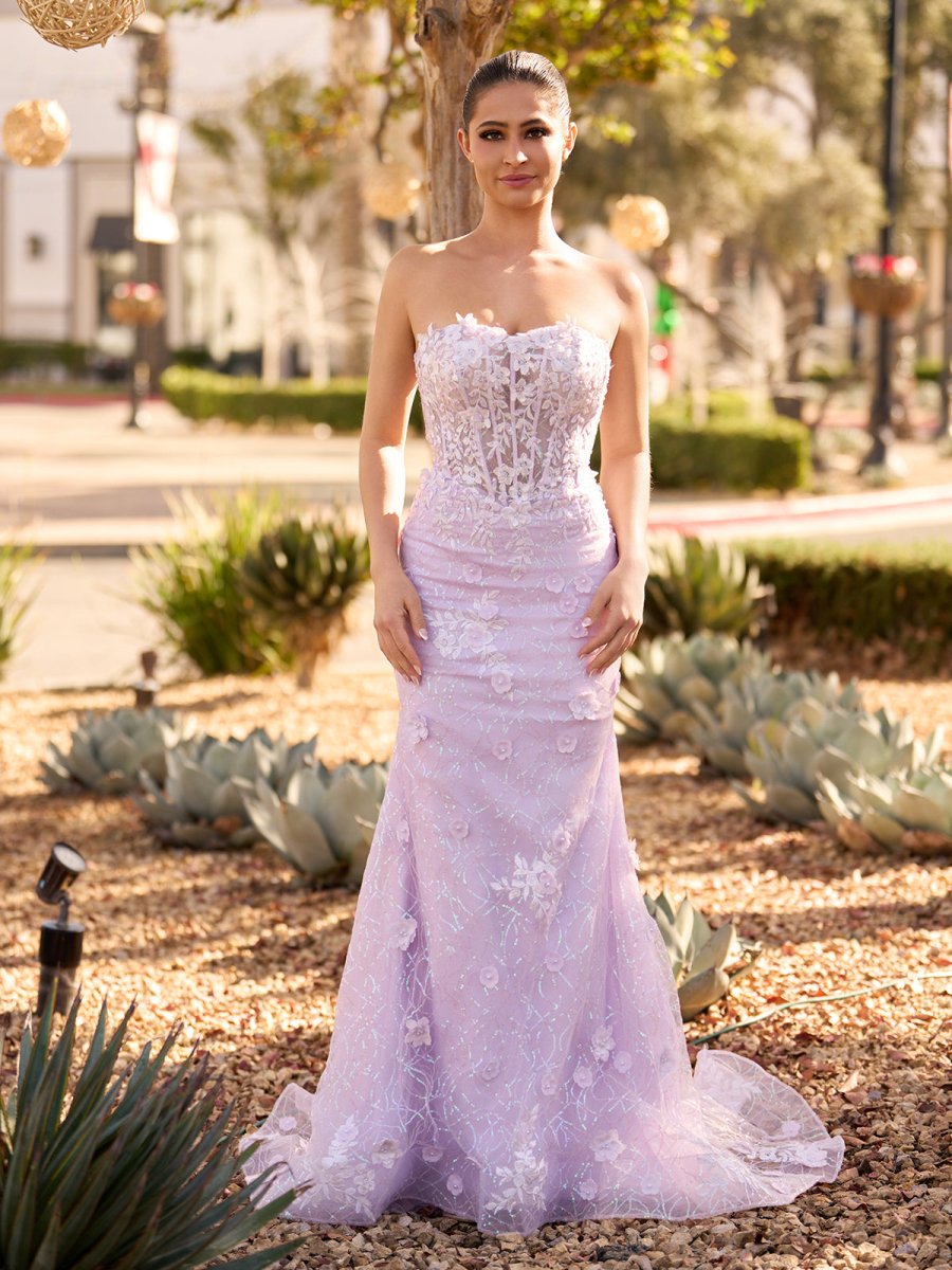 Raina | Mermaid Strapless Sequined Lace Prom Dress