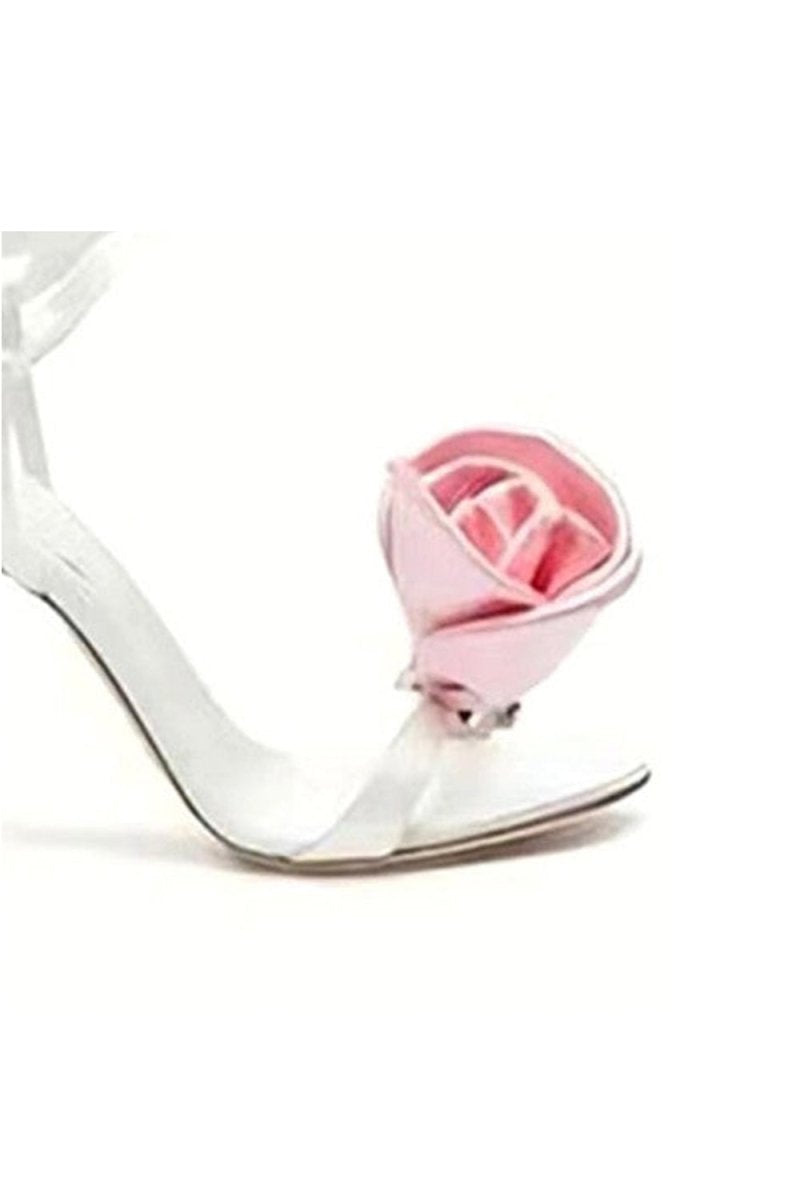 Red Flower Lace Up High Heel Sandals - KissProm