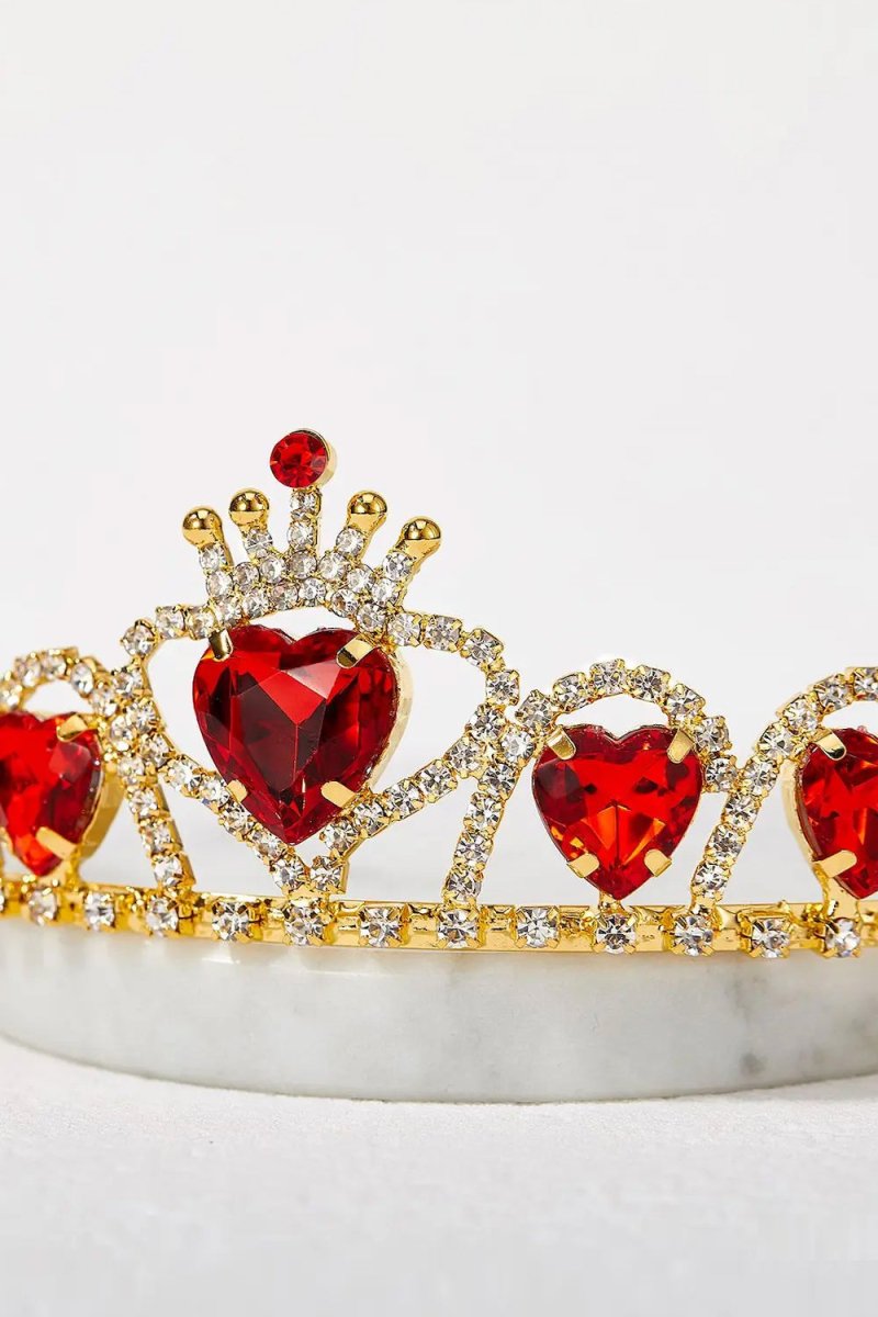 Red Heart Shape Crystal Rhinestone Tiara - KissProm