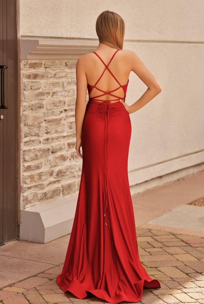 Elisabeth | Mermaid Spaghetti Straps Jersey Prom Dress with Slit
