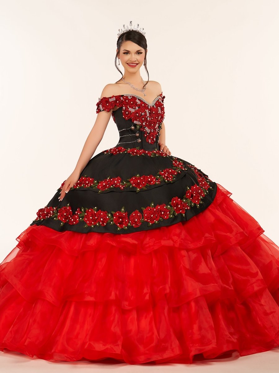 Red Off the Shoulder Quinceanera Dresses with Appliques - KissProm