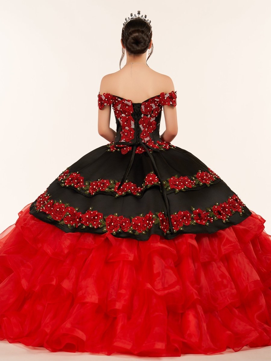 Red Off the Shoulder Quinceanera Dresses with Appliques - KissProm