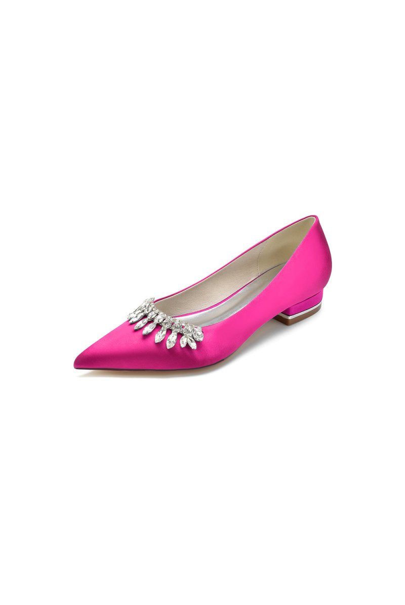 Rhinestone Cocktail Pointed Toe Flats - KissProm