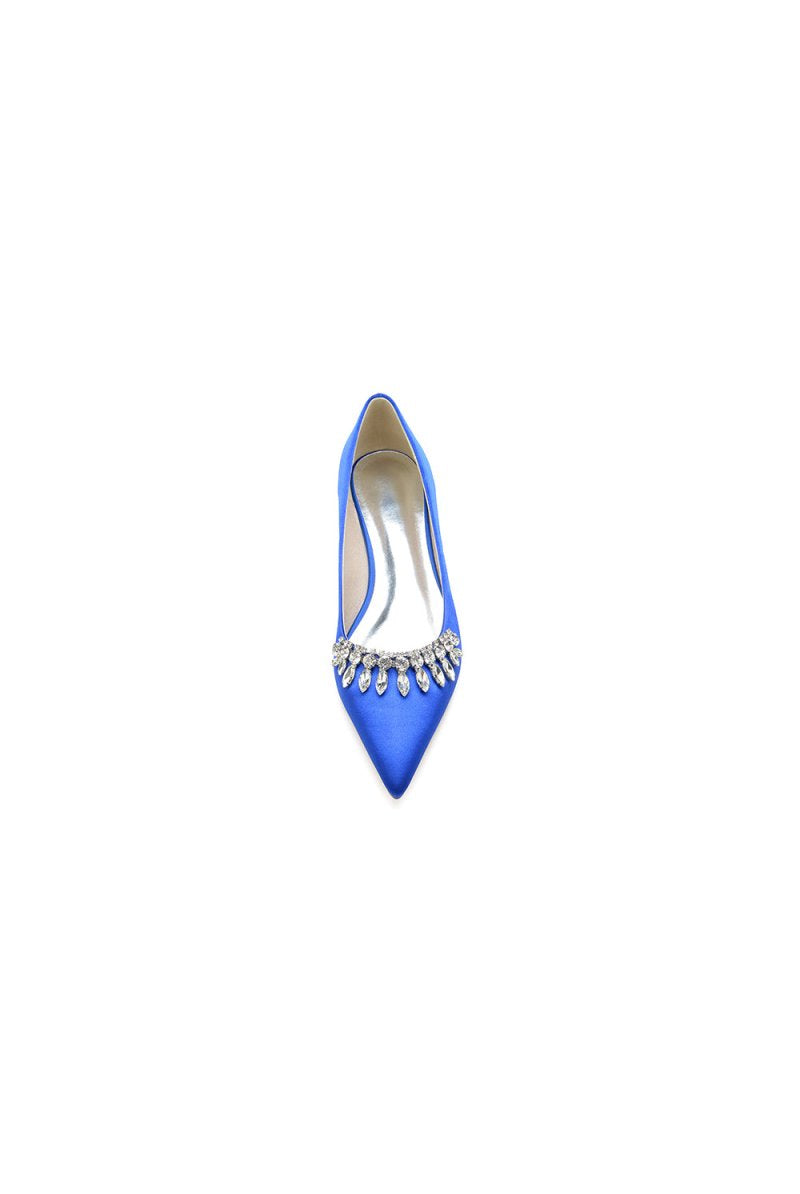 Rhinestone Cocktail Pointed Toe Flats - KissProm