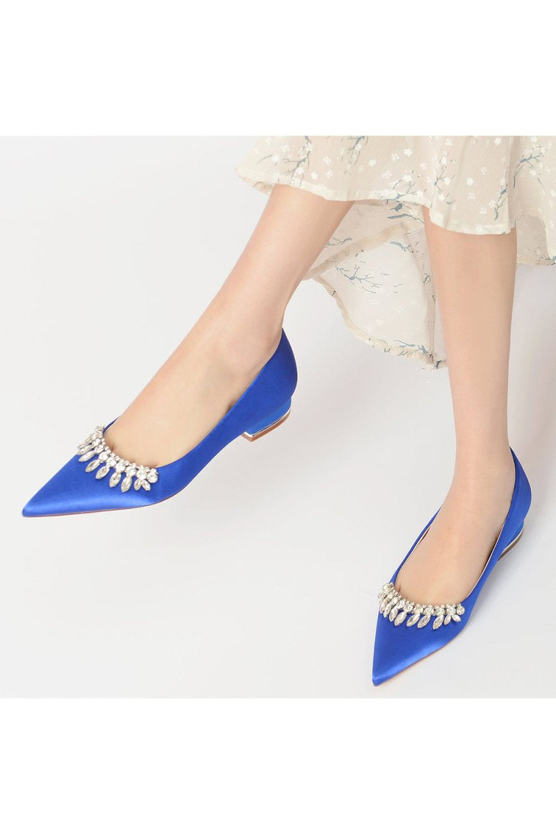 Rhinestone Cocktail Pointed Toe Flats - KissProm