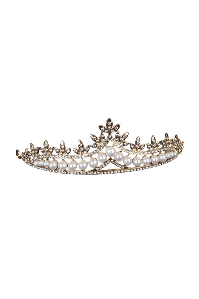 Rhinestone Pearl Wedding Tiara - KissProm