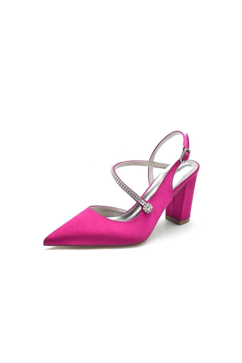 Rhinestone Strap Block Heel Sandals - KissProm