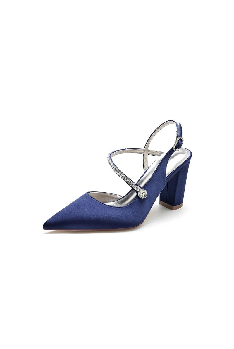 Rhinestone Strap Block Heel Sandals - KissProm