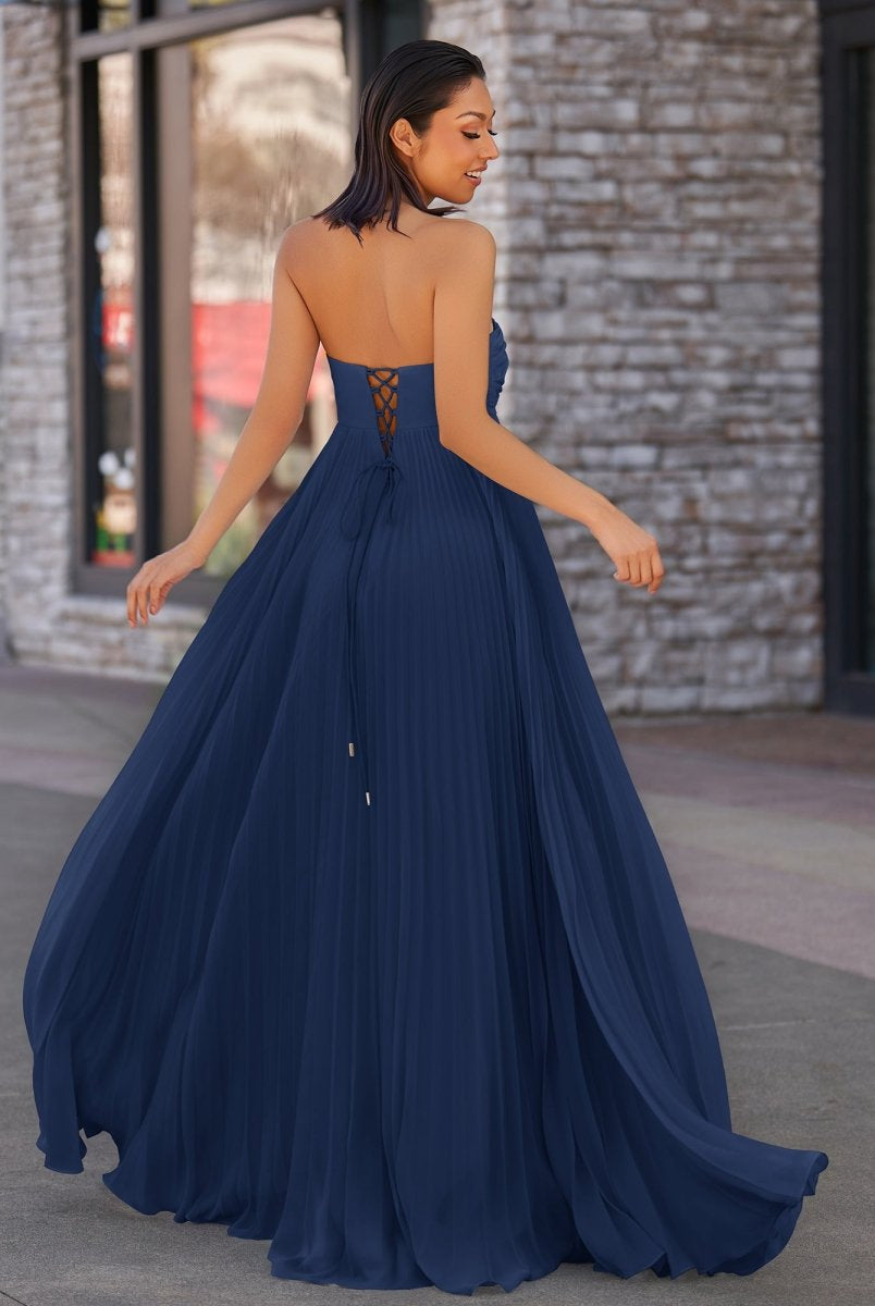 Rodri | A Line Light Pink Strapless Chiffon Long Prom Dress