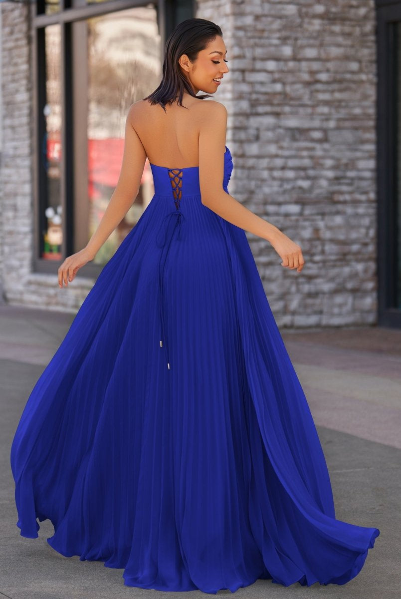 Rodri | A Line Light Pink Strapless Chiffon Long Prom Dress