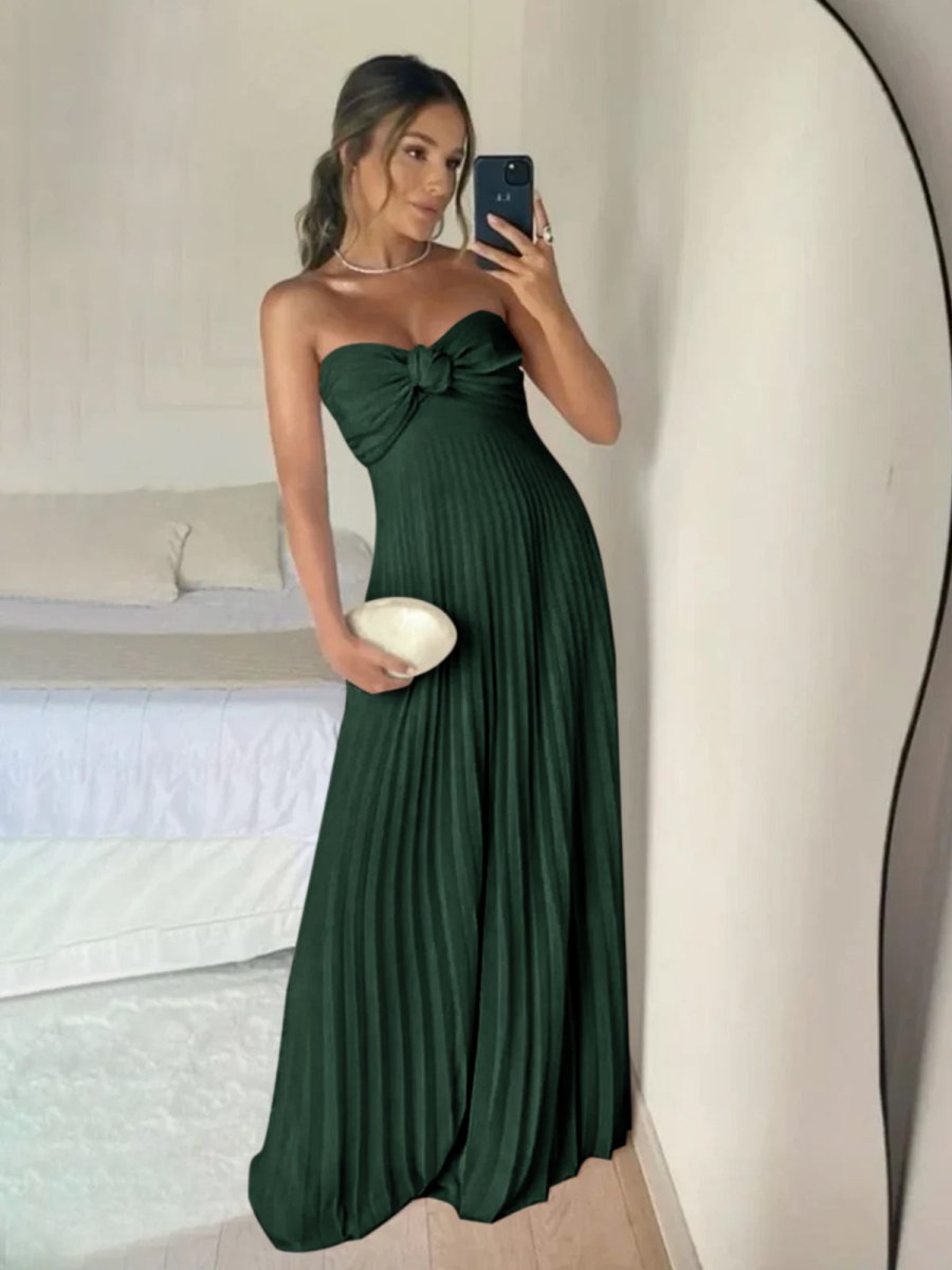 Rodri | A Line Light Pink Strapless Chiffon Long Prom Dress